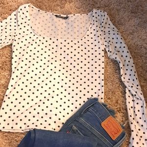 Polka dot white top